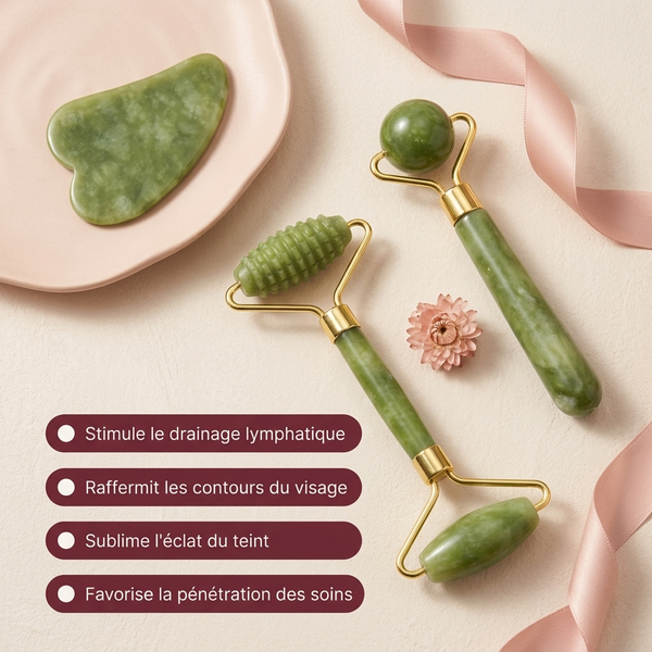 Kit Gua Sha & Rouleaux en Jade